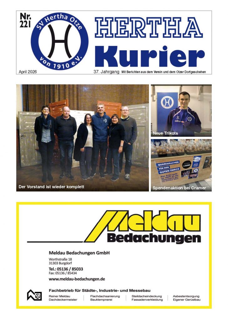 Titelseite vom Hertha Kurier 221 mit einem großen Bild des neu gewählten Vorstandes.