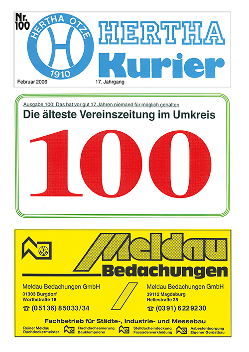 Titelseite Hertha Kurier 100