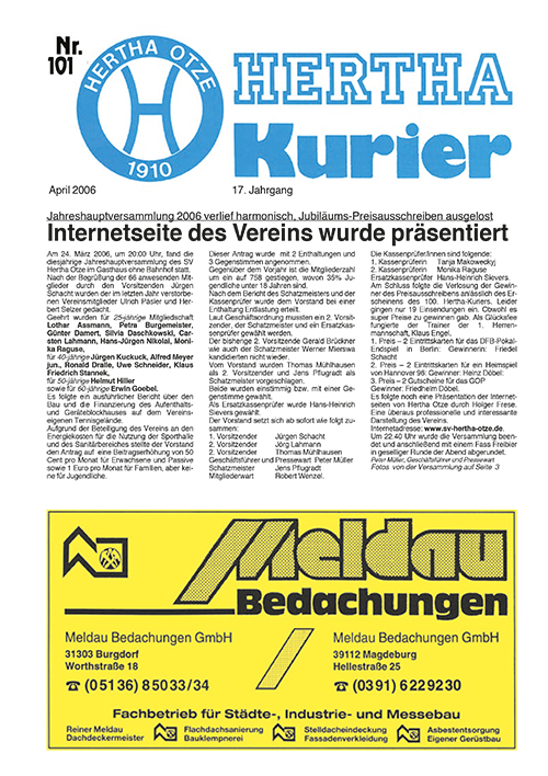 Titelseite Hertha Kurier 101