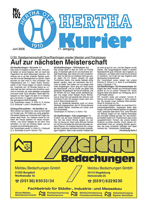 Titelseite Hertha Kurier 102