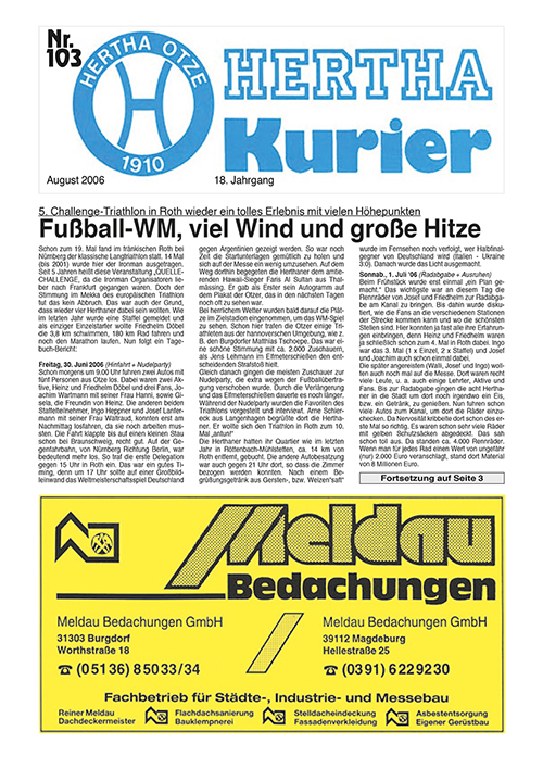 Titelseite Hertha Kurier 103