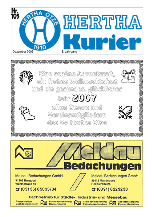 Titelseite Hertha Kurier 105