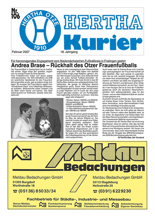Titelseite Hertha Kurier 106