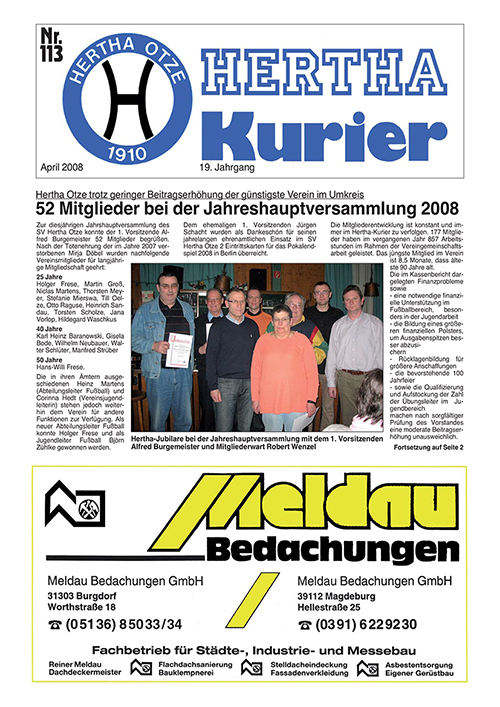Titelseite Hertha Kurier 113