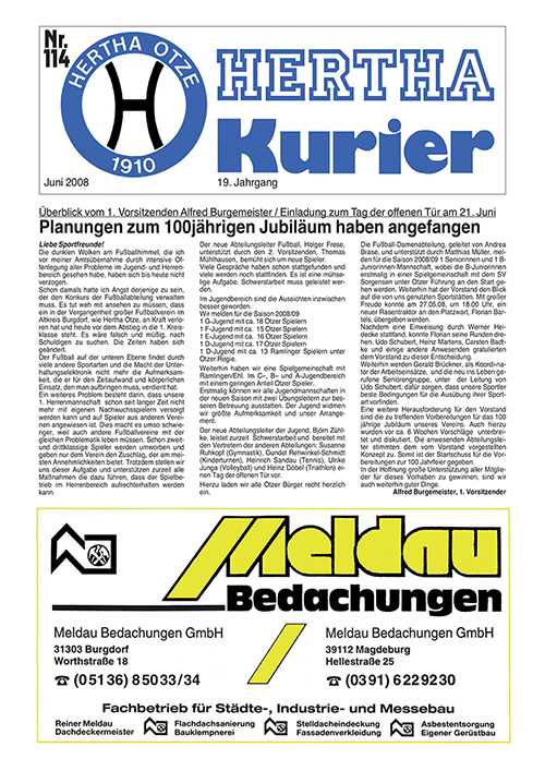 Titelseite Hertha Kurier 114