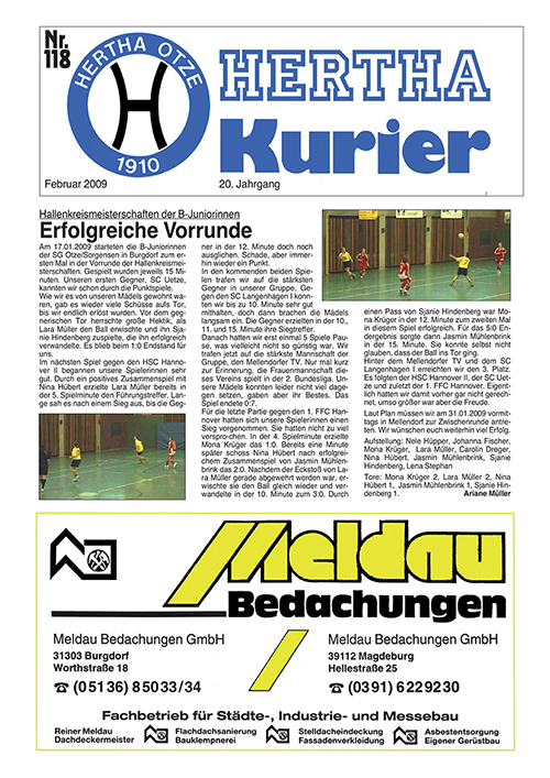 Titelseite Hertha Kurier 118