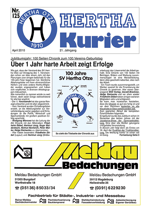 Titelseite Hertha Kurier 125