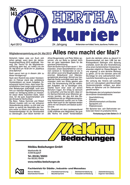 Titelseite Hertha Kurier 143
