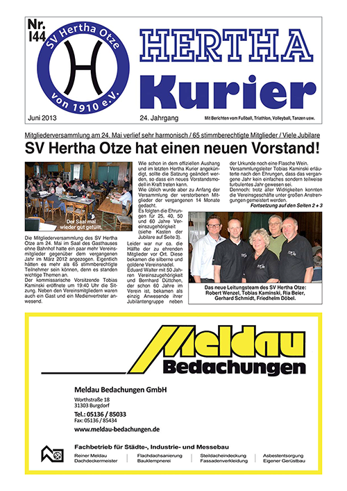 Titelseite Hertha Kurier 144