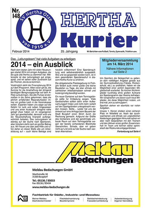 Titelseite Hertha Kurier 148