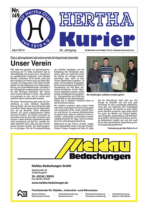 Titelseite Hertha Kurier 149