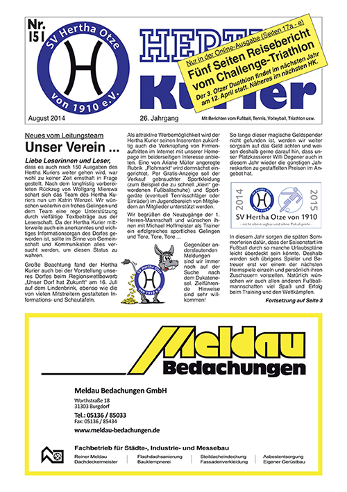 Titelseite Hertha Kurier 151