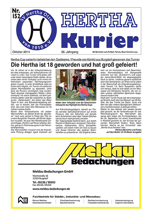 Titelseite Hertha Kurier 152