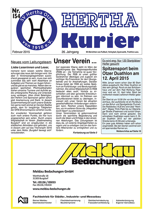 Titelseite Hertha Kurier 154