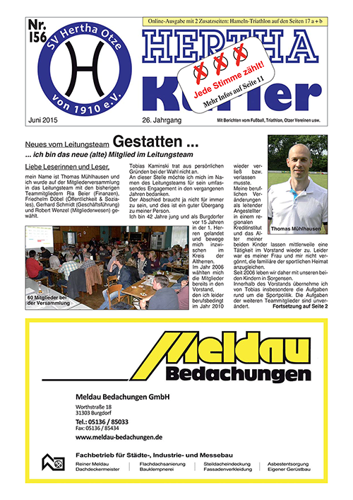 Titelseite Hertha Kurier 156