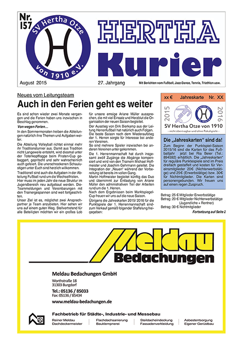 Titelseite Hertha Kurier 157
