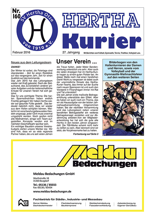 Titelseite Hertha Kurier 160