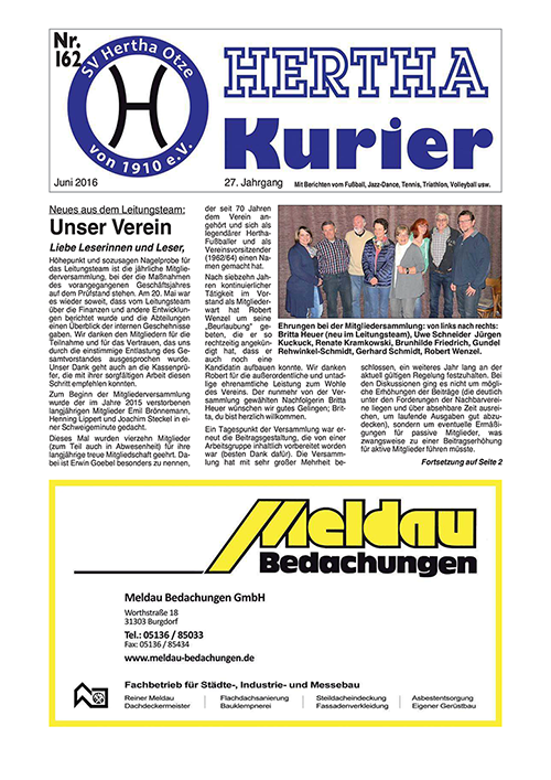 Titelseite Hertha Kurier 162