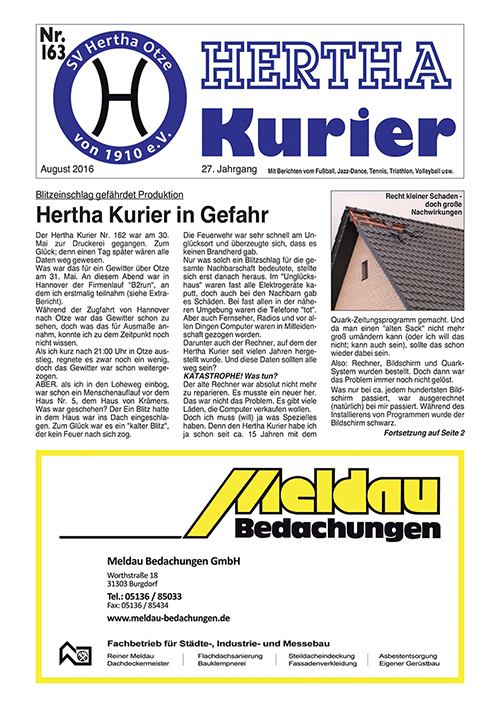 Titelseite Hertha Kurier 163
