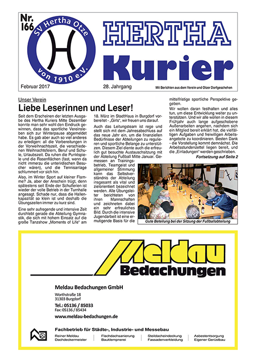 Titelseite Hertha Kurier 166