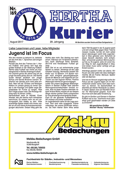 Titelseite Hertha Kurier 169