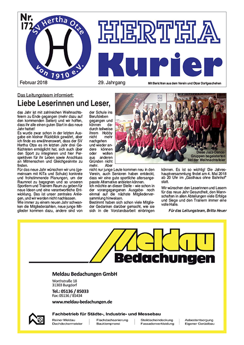 Titelseite Hertha Kurier 172