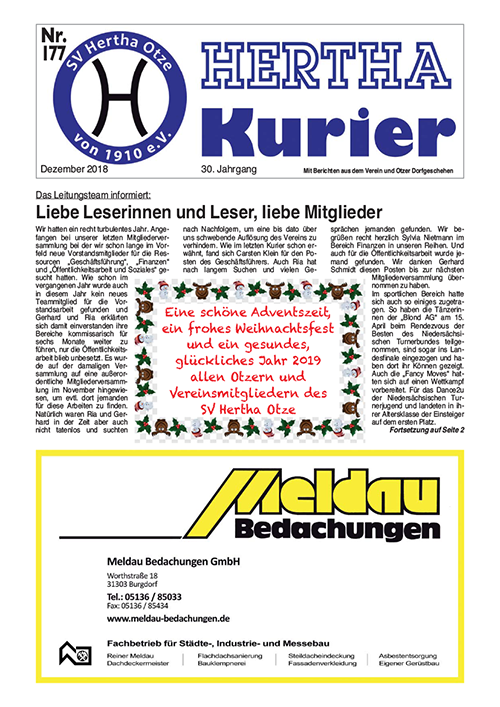Titelseite Hertha Kurier 177