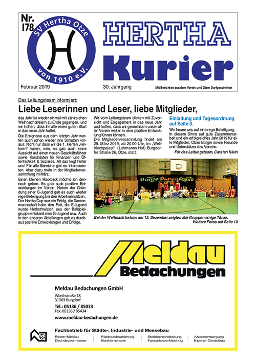 Titelseite Hertha Kurier 178