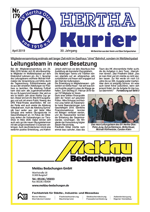 Titelseite Hertha Kurier 179