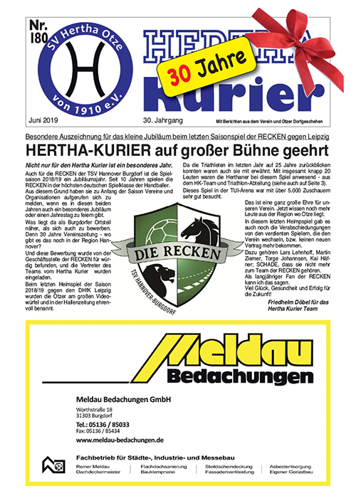Titelseite Hertha Kurier 180