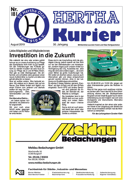 Titelseite Hertha Kurier 181