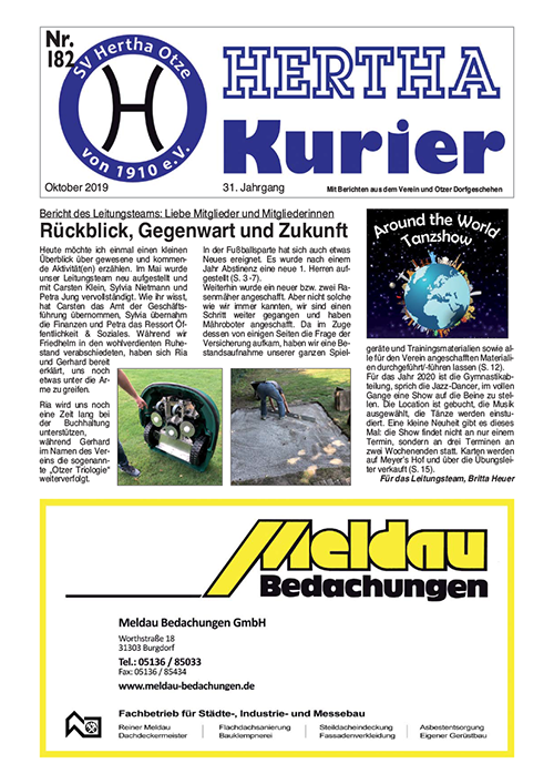 Titelseite Hertha Kurier 182