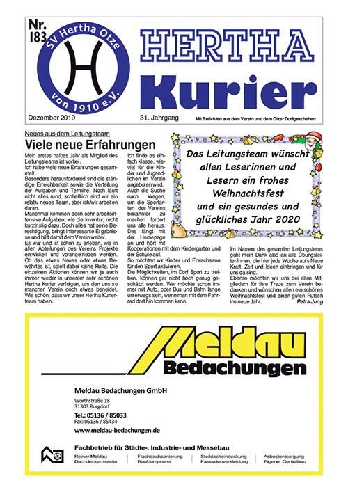 Titelseite Hertha Kurier 183