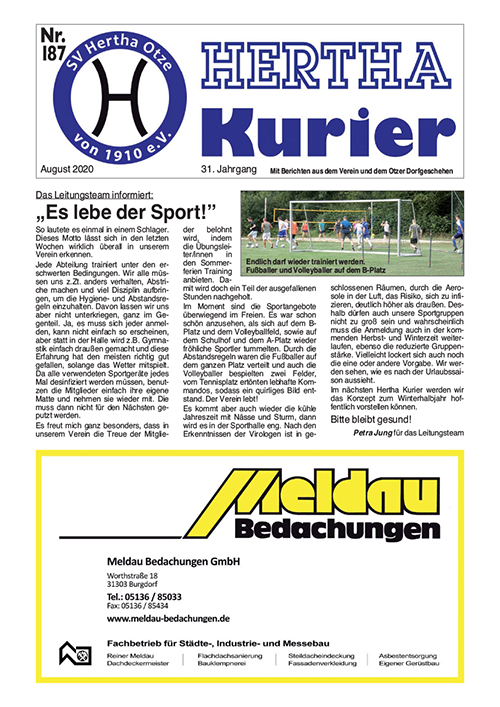 Titelseite Hertha Kurier 187