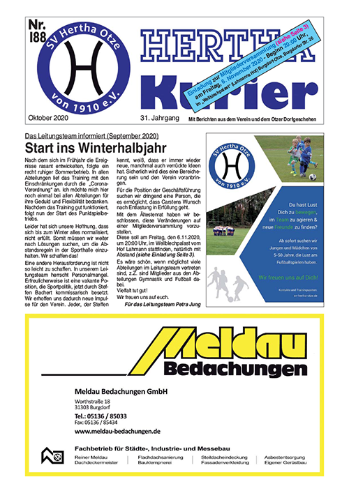 Titelseite Hertha Kurier 188
