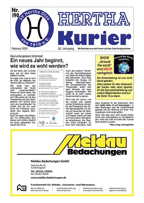 Titelseite Hertha Kurier 190