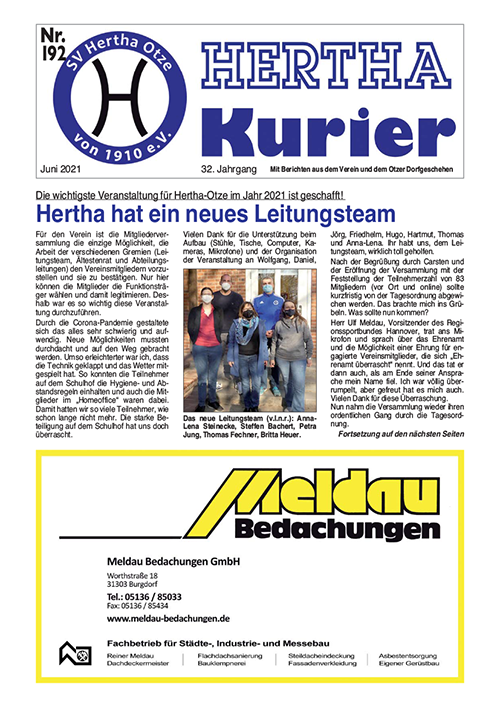 Titelseite Hertha Kurier 192