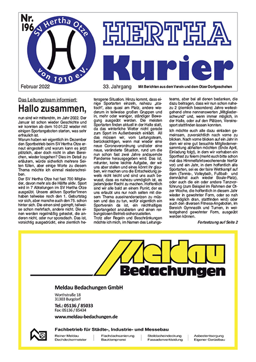 Titelseite Hertha Kurier 196