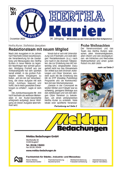 Titelseite Hertha Kurier 201