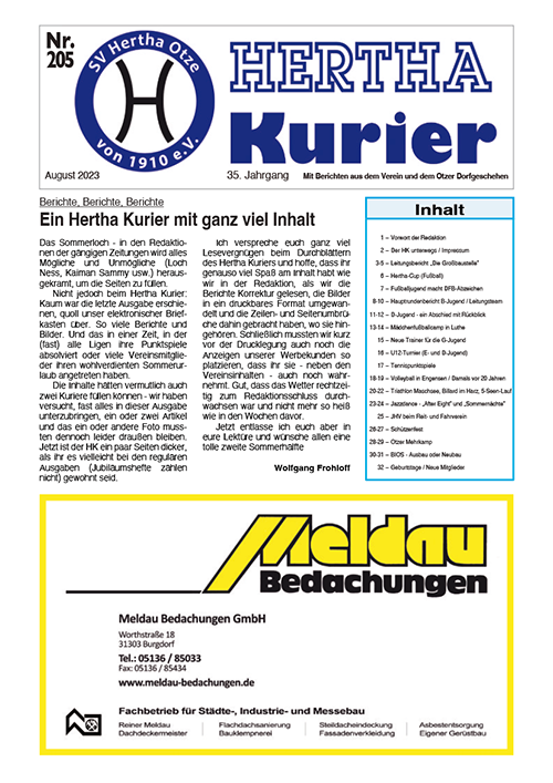 Titelseite Hertha Kurier 205