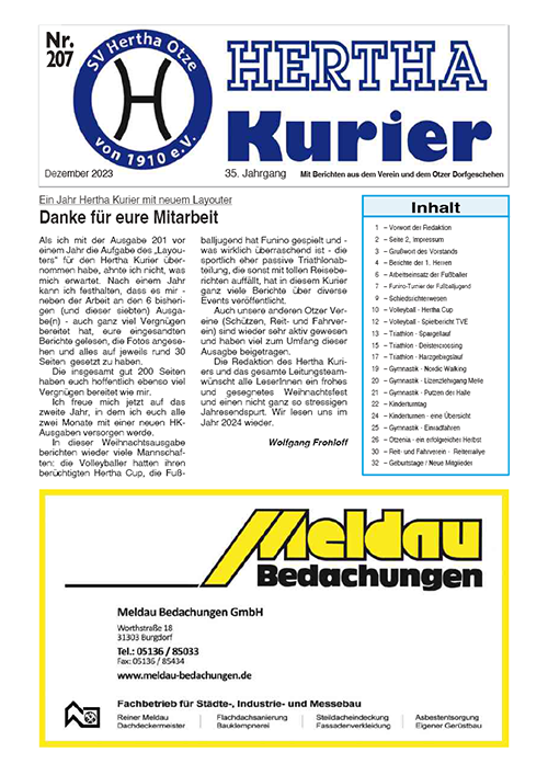 Titelseite Hertha Kurier 207