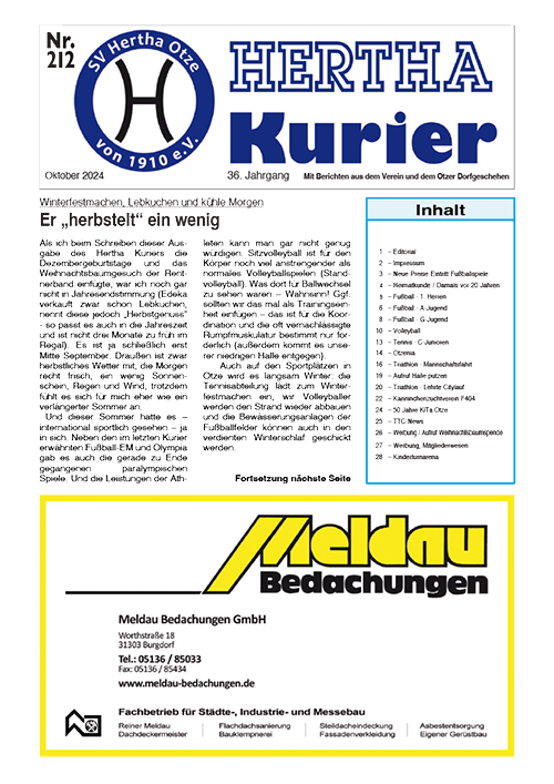 Titelseite Hertha Kurier 212