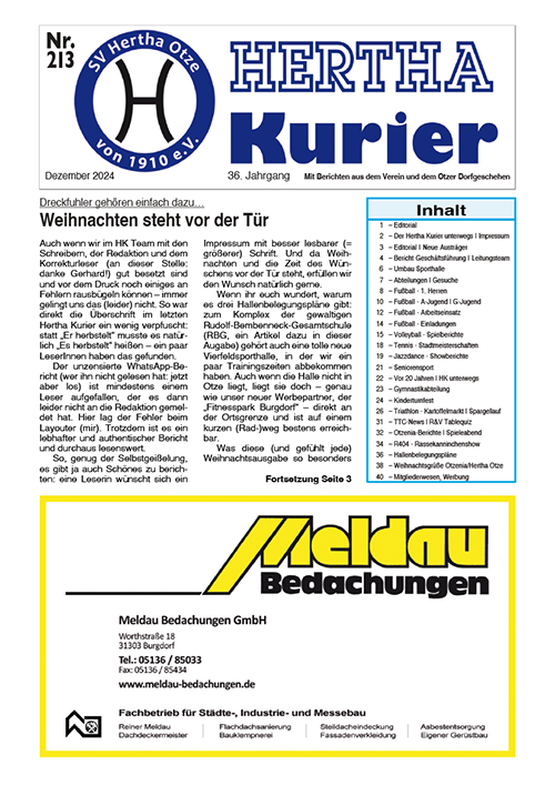 Titelseite Hertha Kurier 213