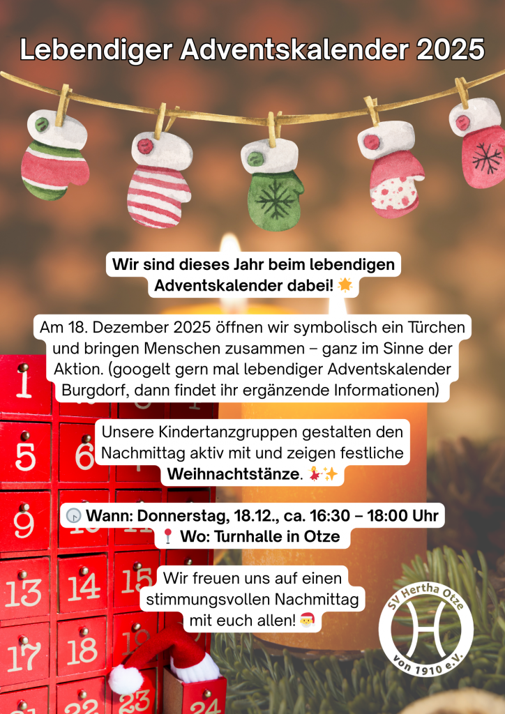 Lebendiger Adventskalender am 18.12.25 ab 16:30 Uhr in der Turnhalle Otze.