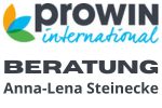 Logo der proWIN-Beratung Anna-Lena Steinecke mit stilisiertem Blatt in Blau, Grün und Orange